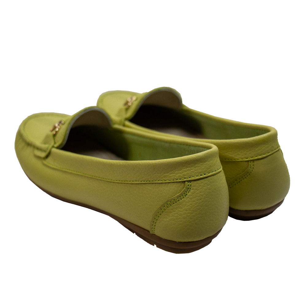 MOCASIN CHATO MUJER CORELLI SARA II CUERO VERDE LIMÓN - 4