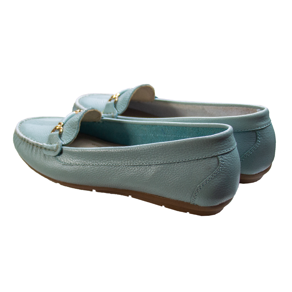 MOCASIN CHATO MUJER CORELLI SARA II CUERO VERDE AGUA - 3