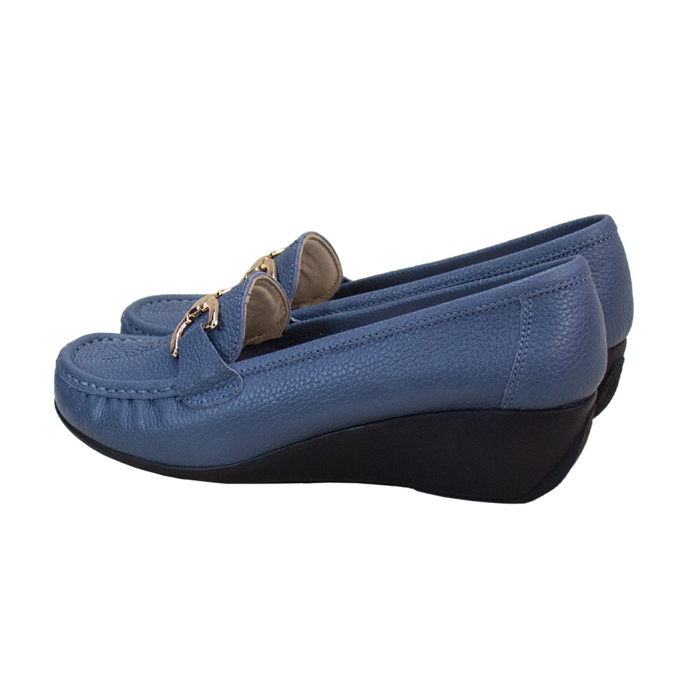 MOCASIN TACO CUÑA MUJER CORELLI SOFI CUERO ACERO - 3