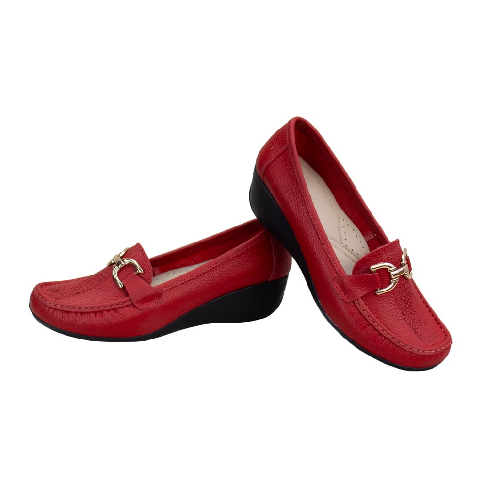 MOCASIN TACO CUÑA MUJER CORELLI SOFI CUERO ROJO - 2