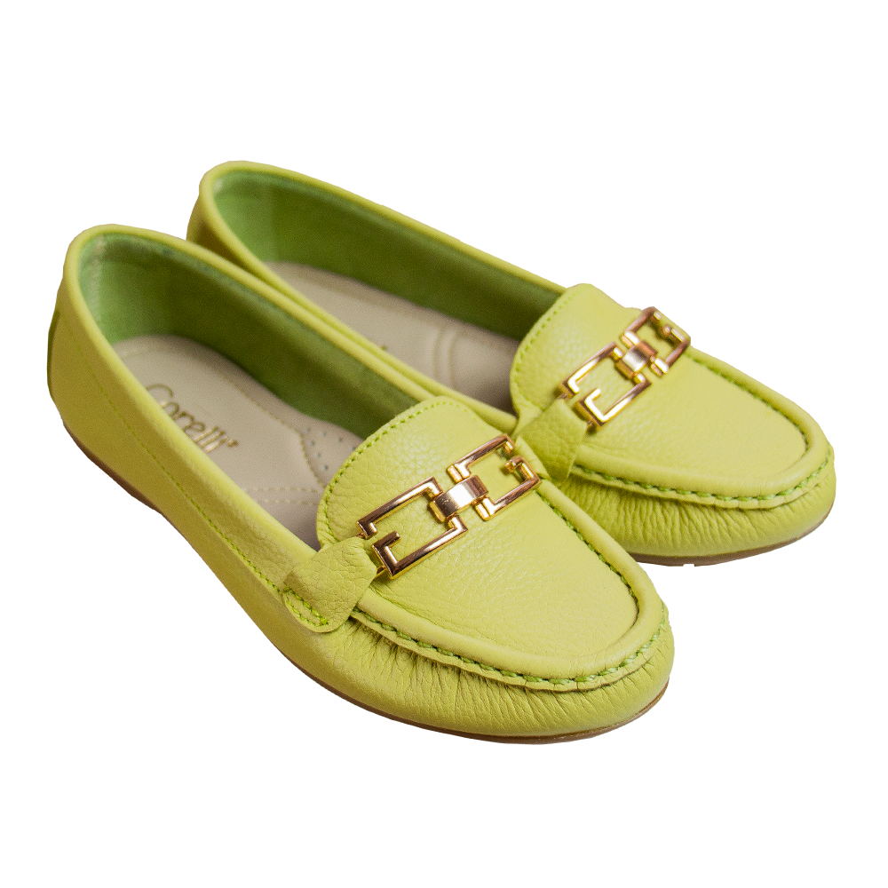 MOCASIN CHATO MUJER CORELLI THAIS CUERO LIMON - 1