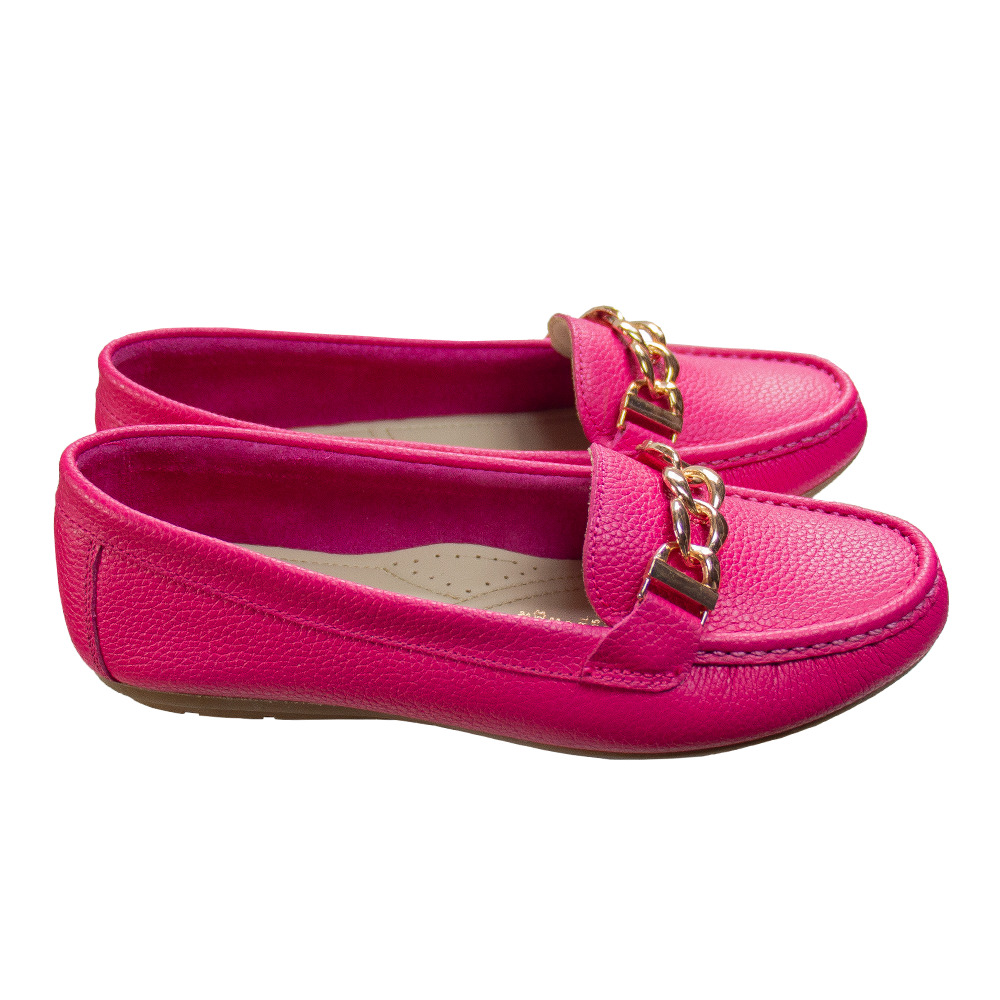 MOCASIN CHATO MUJER CORELLI CADENA CUERO FUCSIA - 5