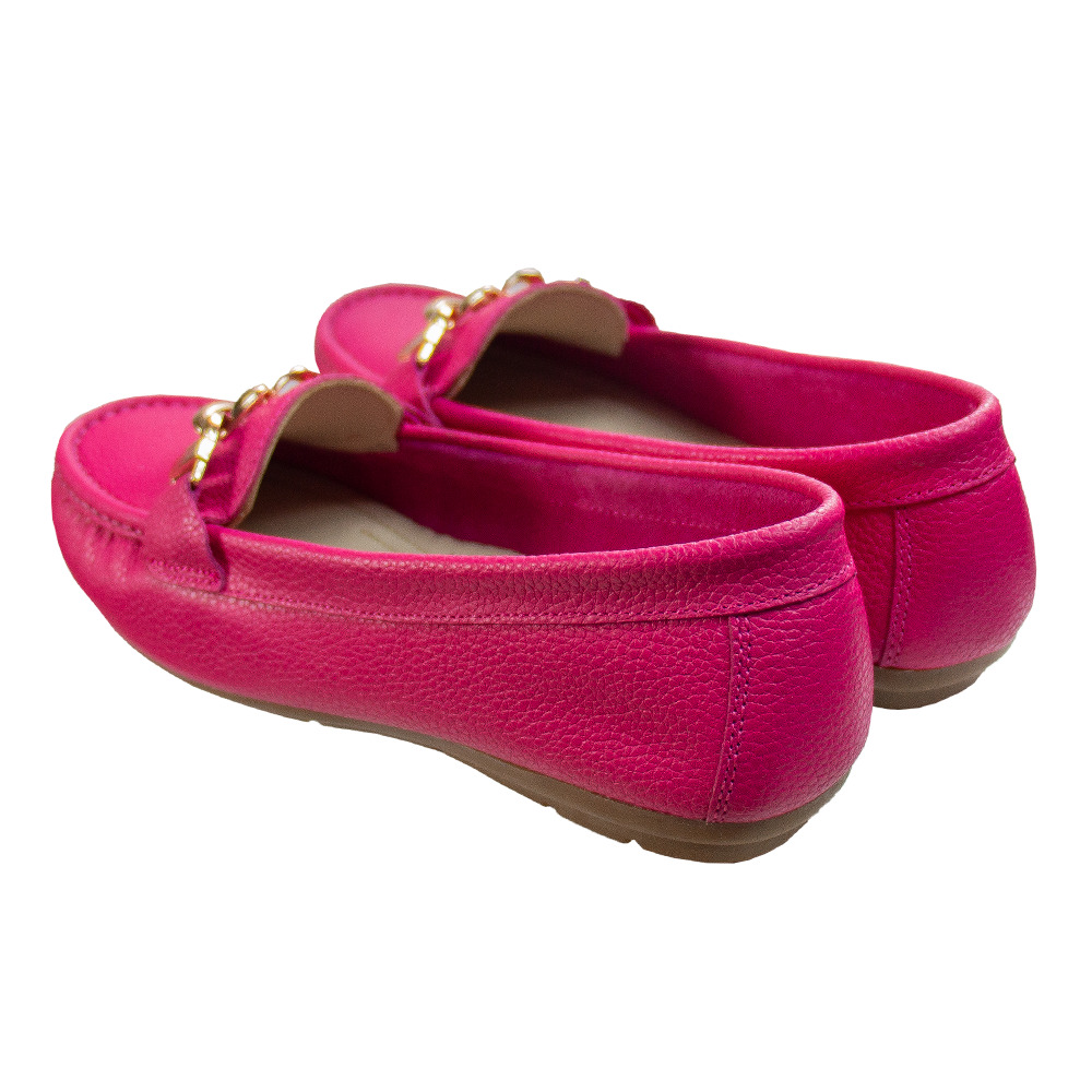 MOCASIN CHATO MUJER CORELLI CADENA CUERO FUCSIA - 6