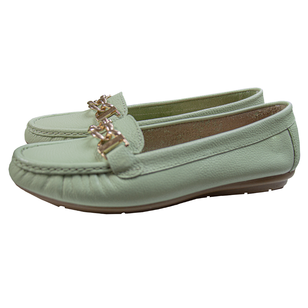 MOCASIN CHATO MUJER CORELLI CADENA CUERO MENTA - 4
