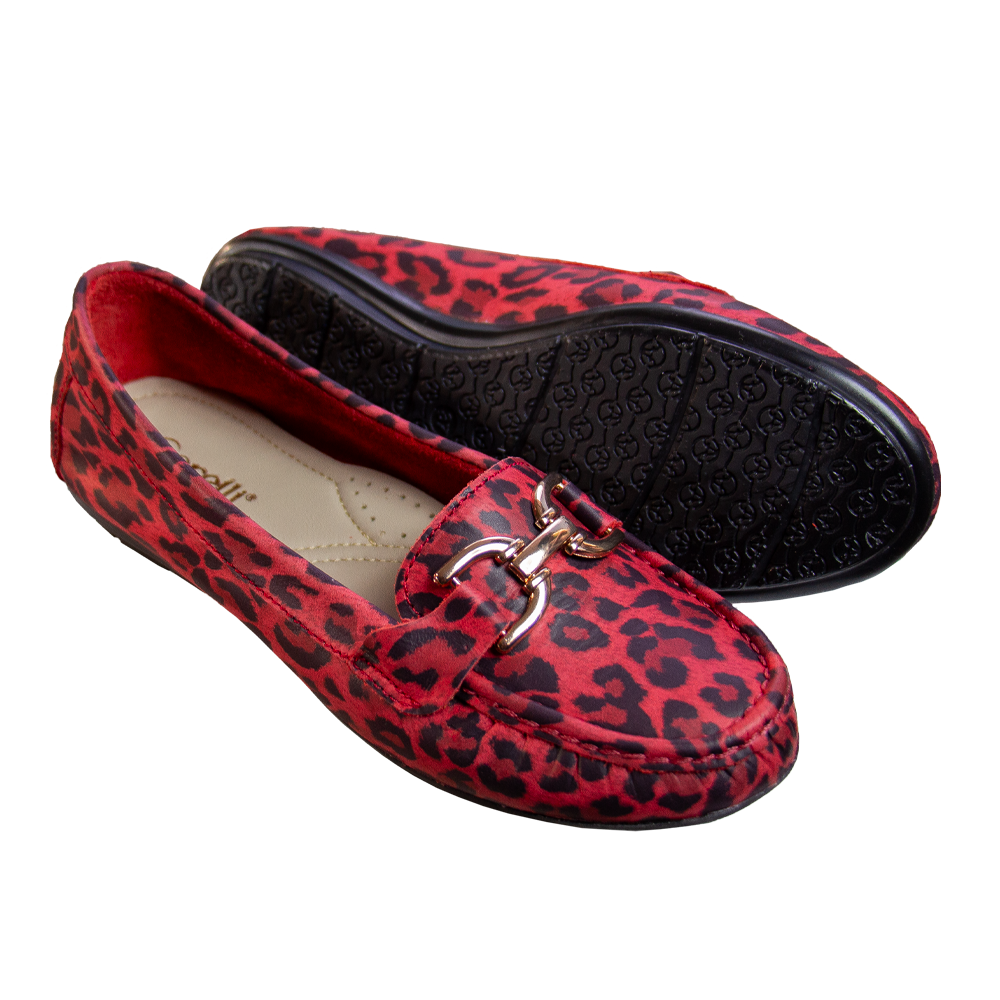 MOCASIN CHATO MUJER CORELLI DOLCE CUERO PRINT ROJO - 3