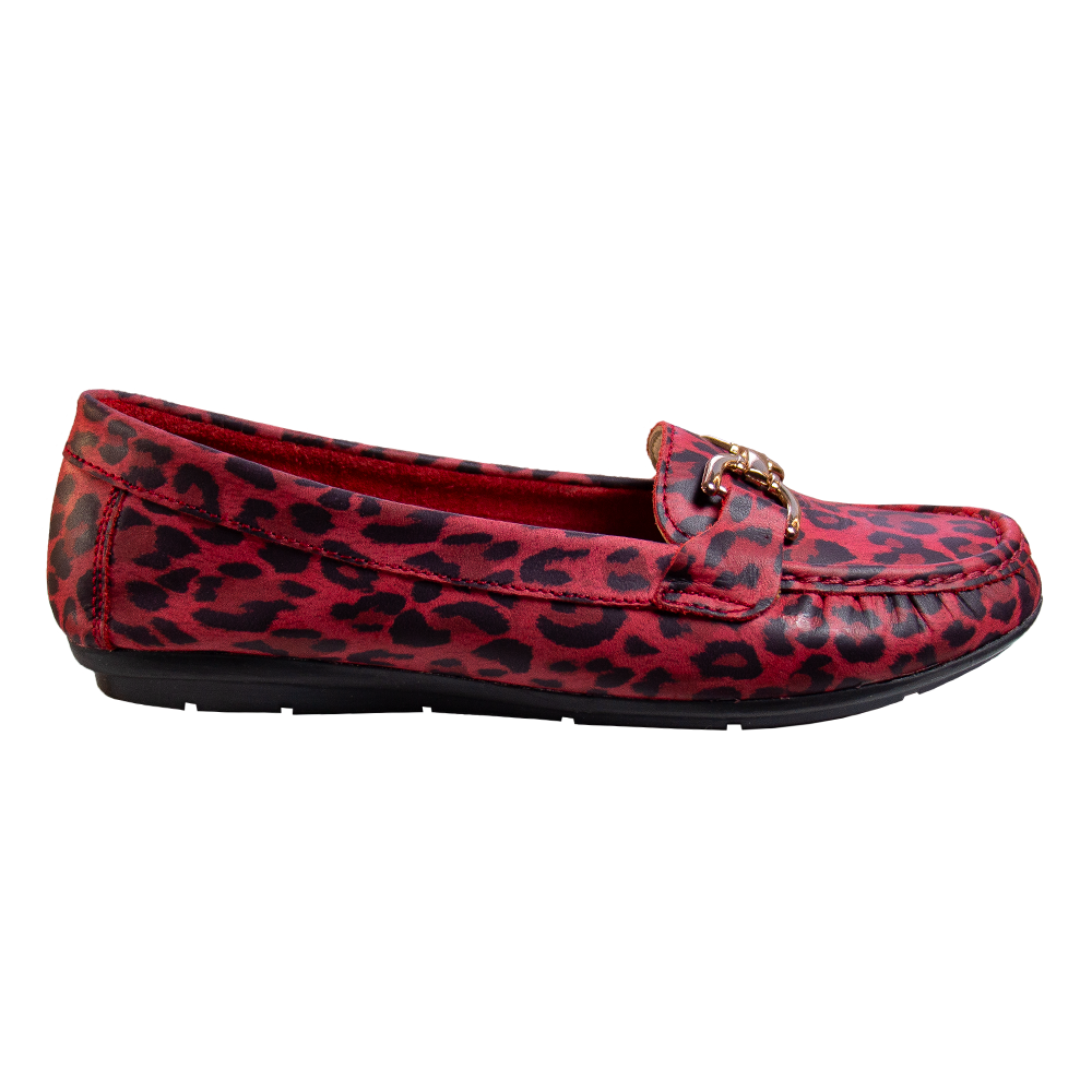 MOCASIN CHATO MUJER CORELLI DOLCE CUERO PRINT ROJO - 4