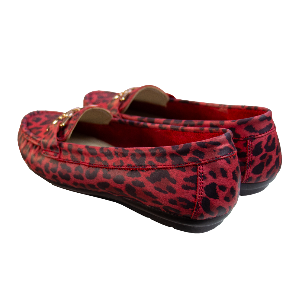 MOCASIN CHATO MUJER CORELLI DOLCE CUERO PRINT ROJO - 5