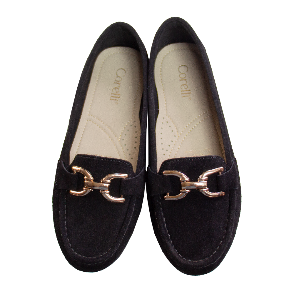 MOCASIN CHATO MUJER CORELLI DOLCE GAMUZA NEGRO - 3