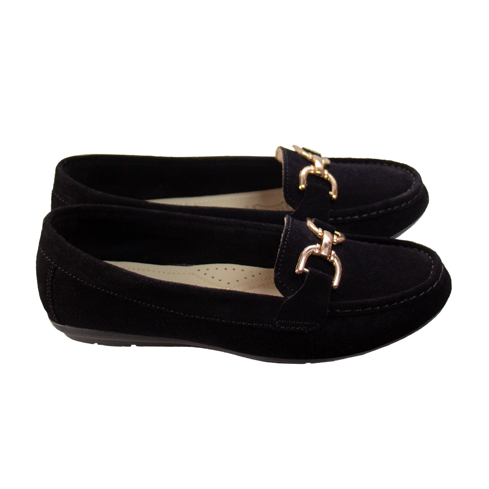 MOCASIN CHATO MUJER CORELLI DOLCE GAMUZA NEGRO - 4