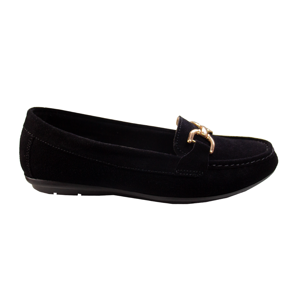 MOCASIN CHATO MUJER CORELLI DOLCE GAMUZA NEGRO - 5