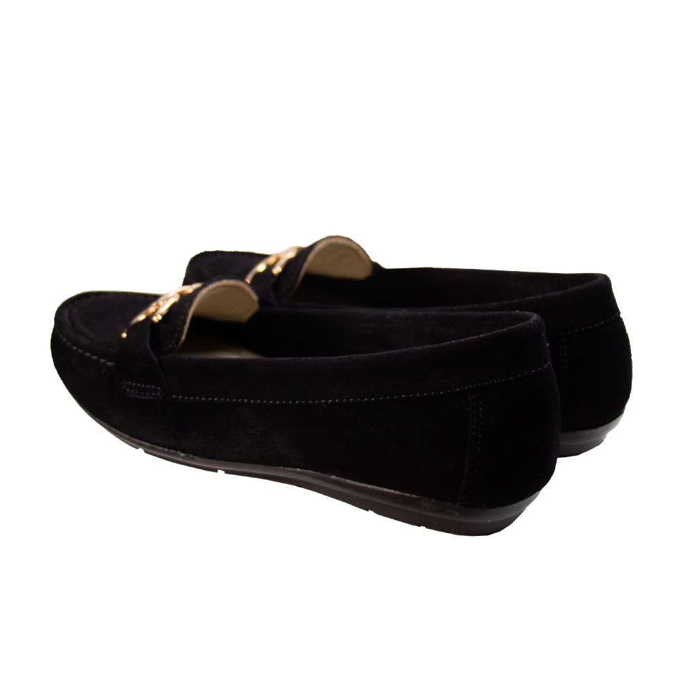 MOCASIN CHATO MUJER CORELLI DOLCE GAMUZA NEGRO - 6