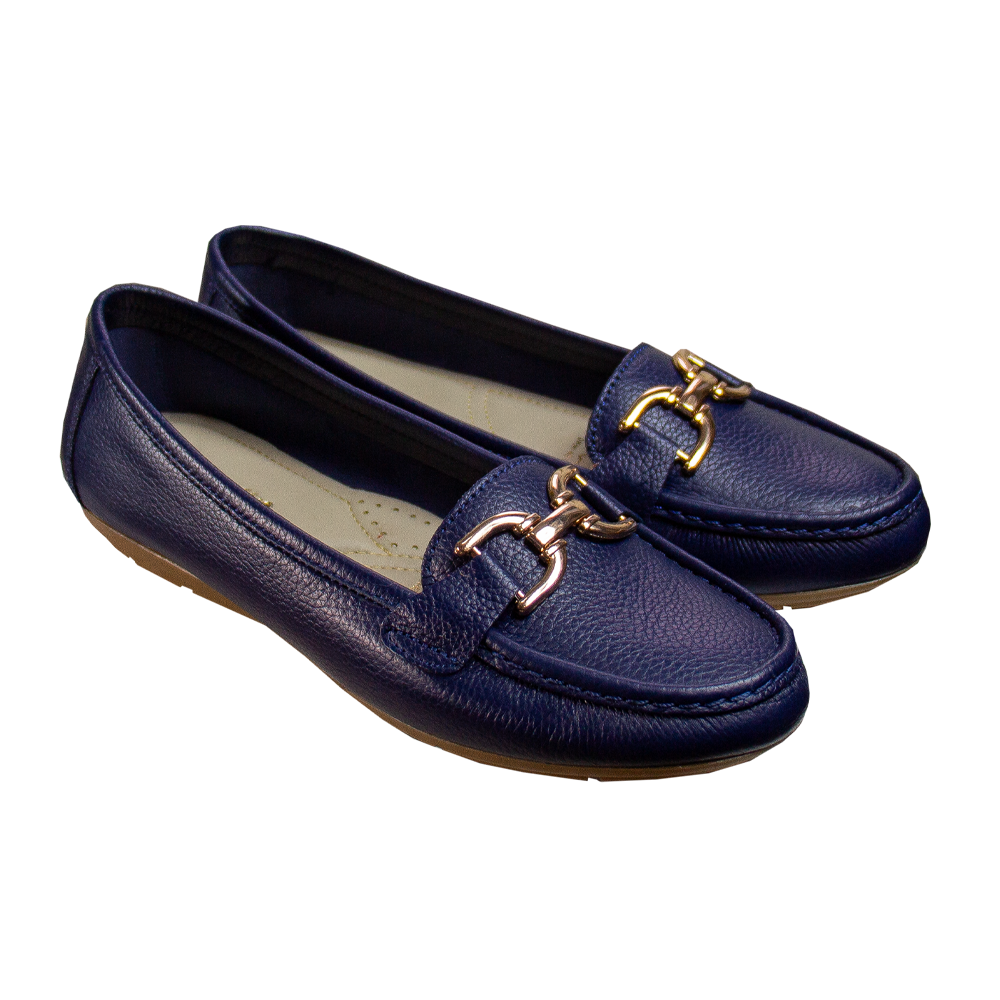 MOCASIN CHATO MUJER CORELLI DOLCE CUERO AZUL - 1