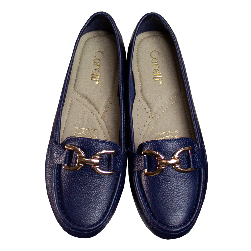MOCASIN CHATO MUJER CORELLI DOLCE CUERO AZUL - 2