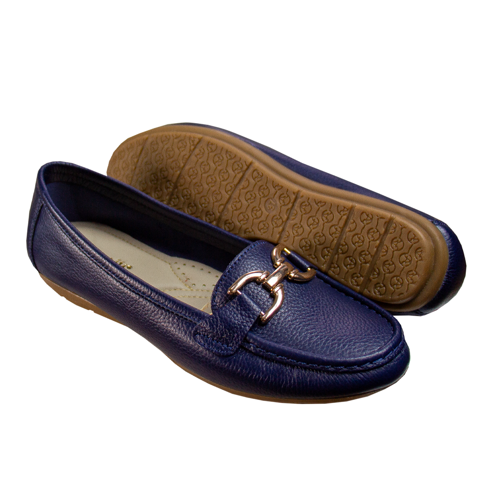 MOCASIN CHATO MUJER CORELLI DOLCE CUERO AZUL - 3