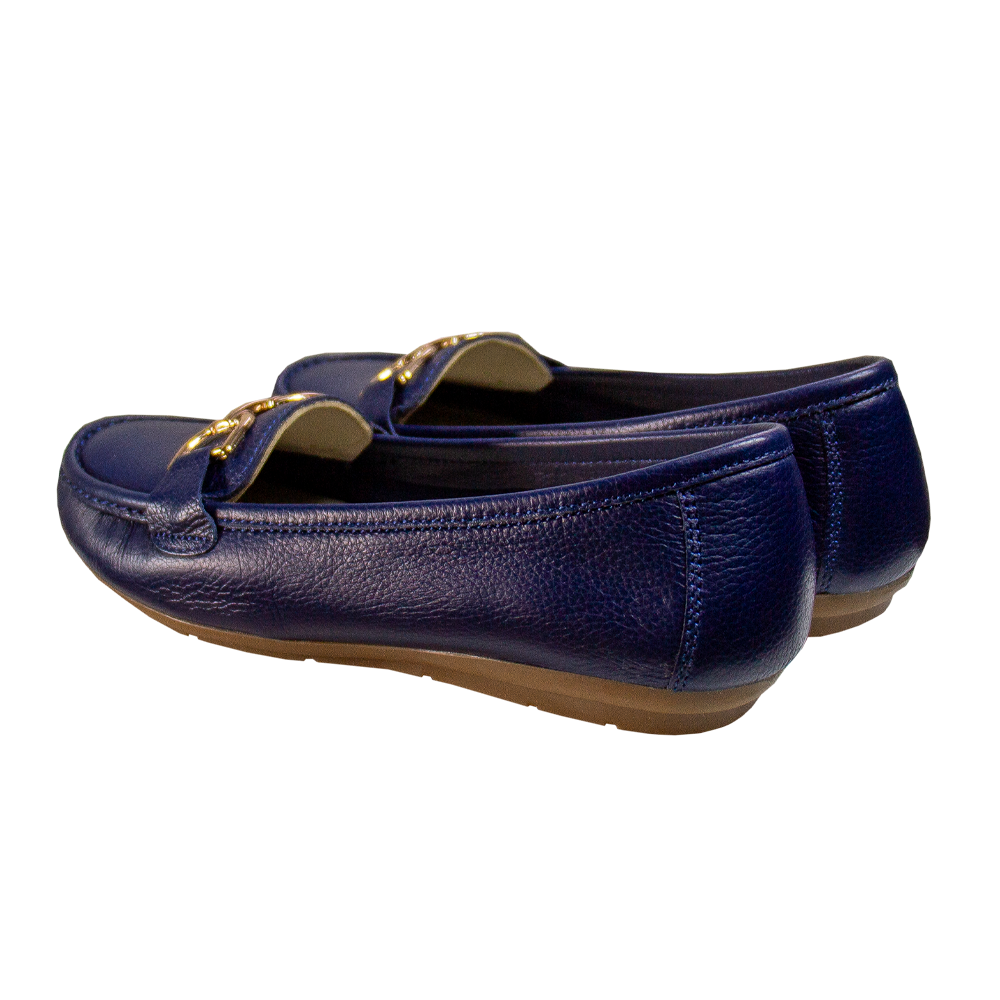 MOCASIN CHATO MUJER CORELLI DOLCE CUERO AZUL - 4