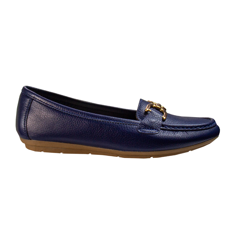 MOCASIN CHATO MUJER CORELLI DOLCE CUERO AZUL - 5