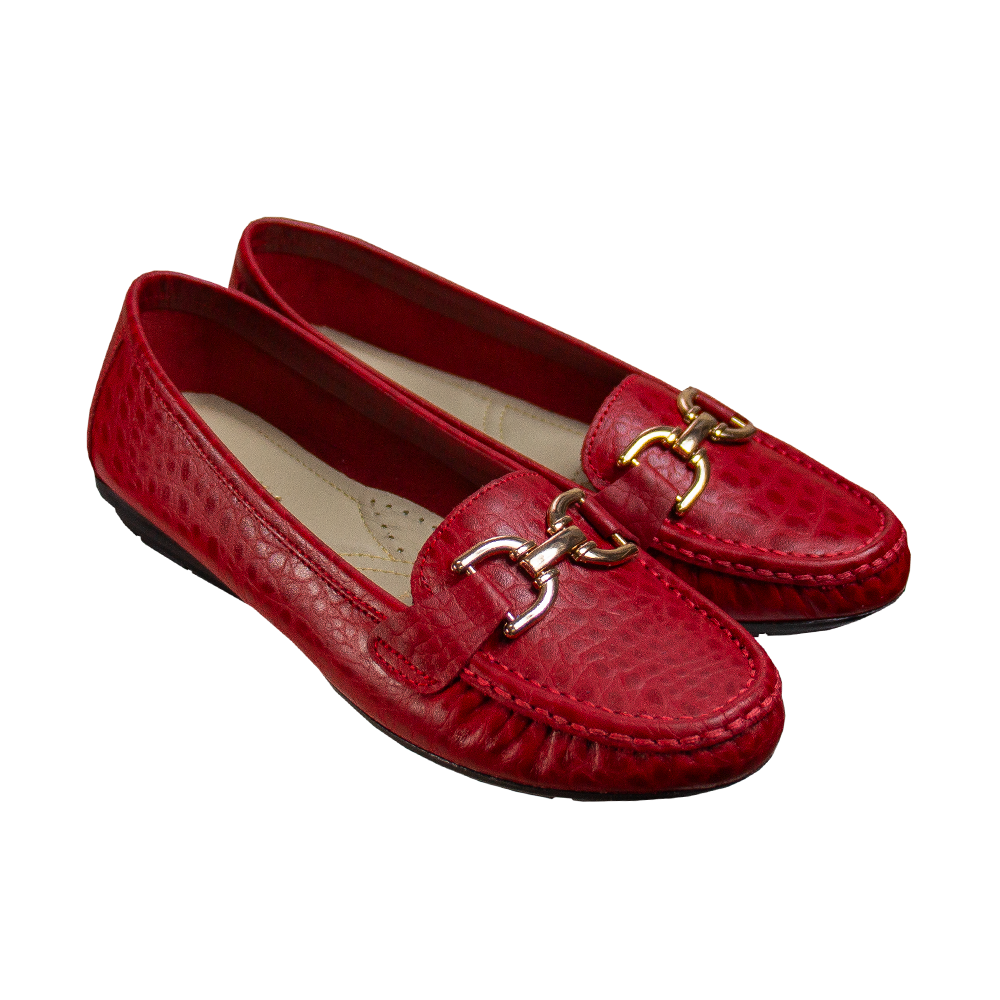 MOCASIN CHATO MUJER CORELLI DOLCE TORTUGA ROJO - 1
