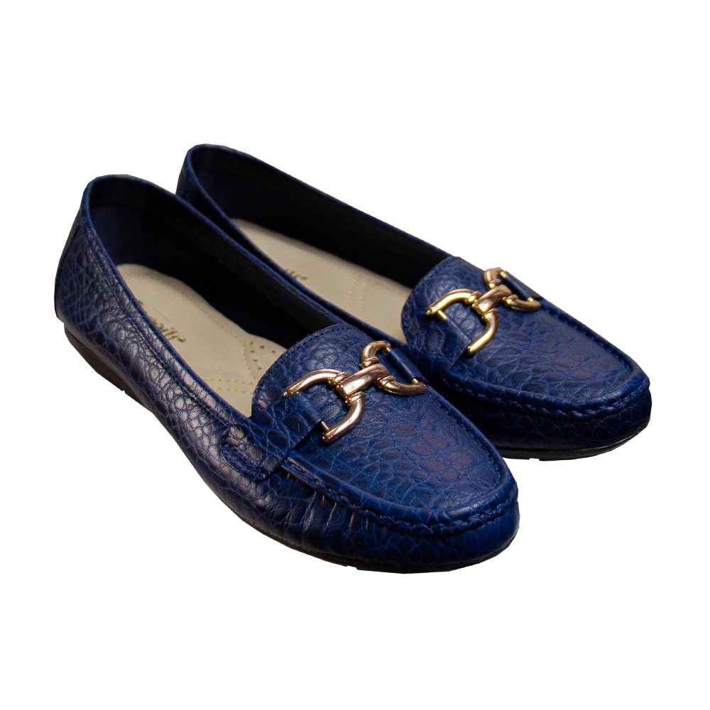 MOCASIN CHATO MUJER CORELLI DOLCE TORTUGA AZUL - 1