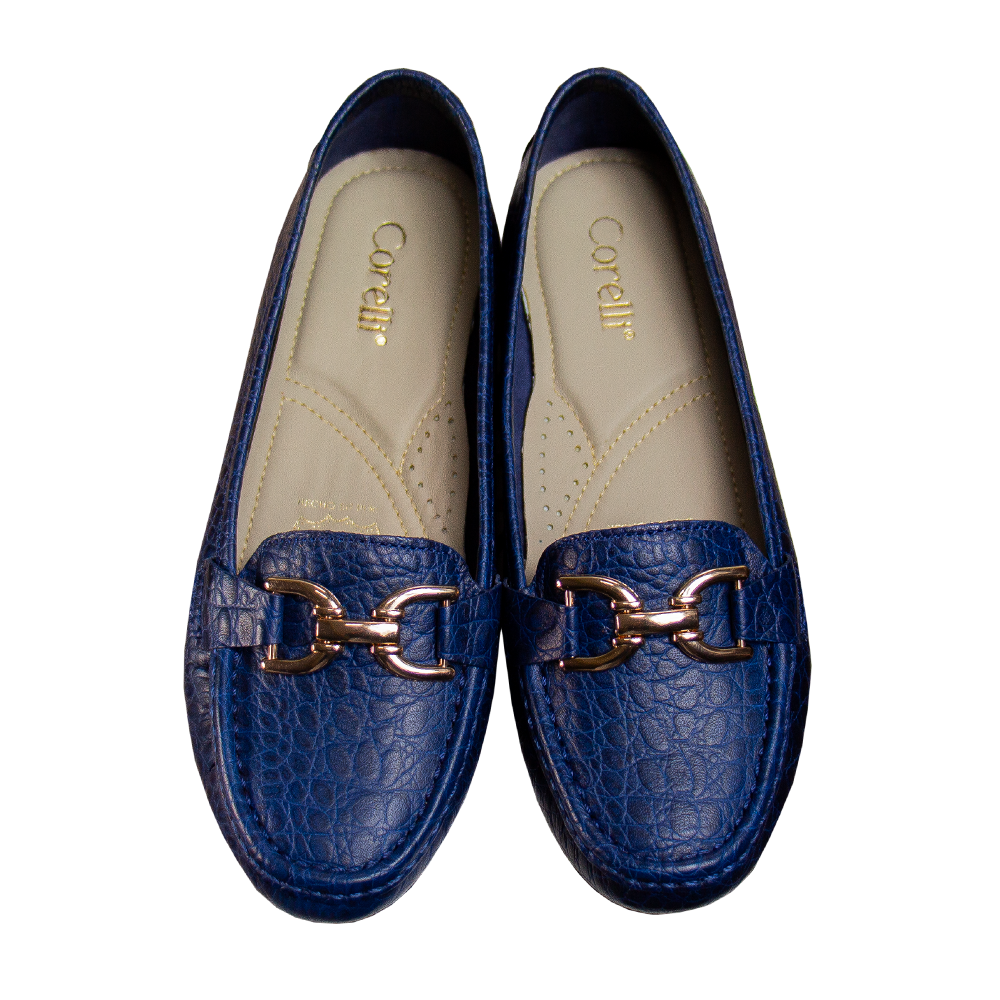 MOCASIN CHATO MUJER CORELLI DOLCE TORTUGA AZUL - 5