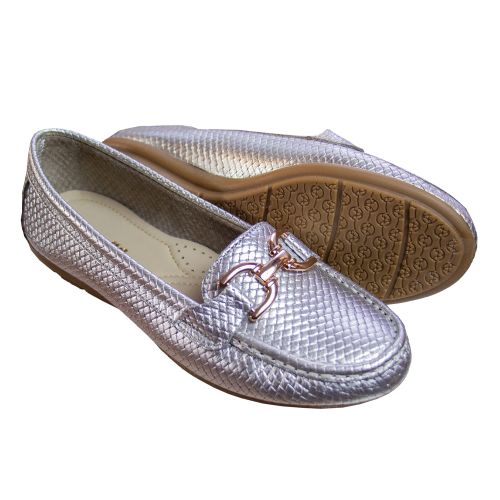 MOCASIN CHATO MUJER CORELLI DOLCE PITÓN PLATA - 3
