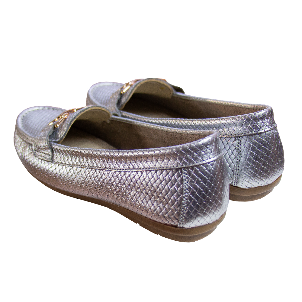 MOCASIN CHATO MUJER CORELLI DOLCE PITÓN PLATA - 5