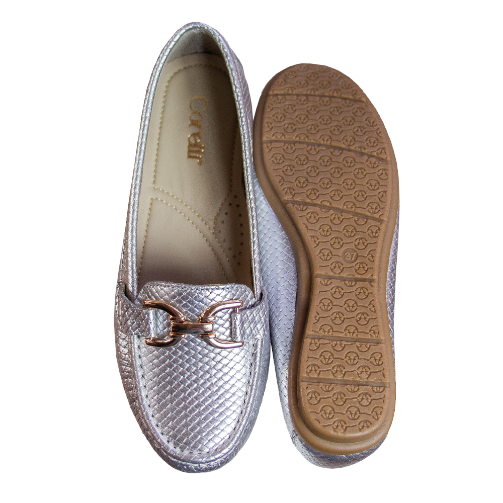 MOCASIN CHATO MUJER CORELLI DOLCE PITÓN PLATA - 6