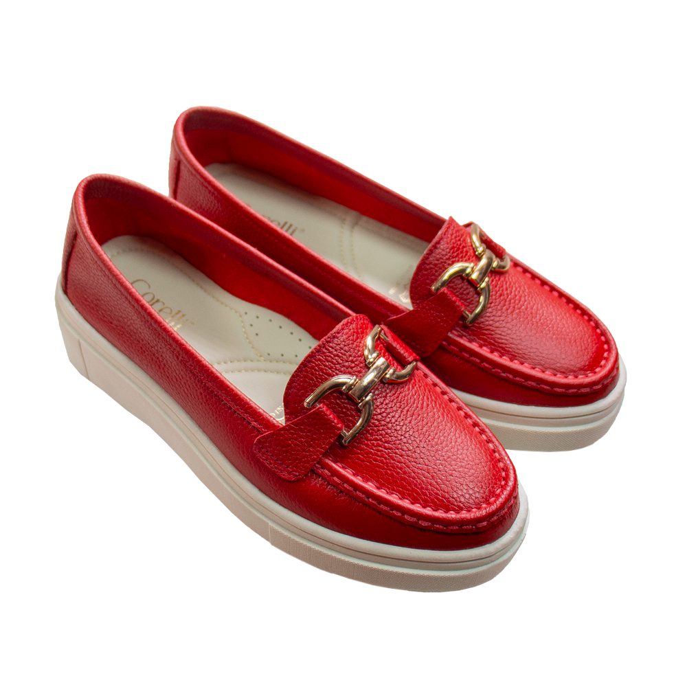 MOCASIN PLATAFORMA MUJER CORELLI GIANELLA CUERO ROJO - 1