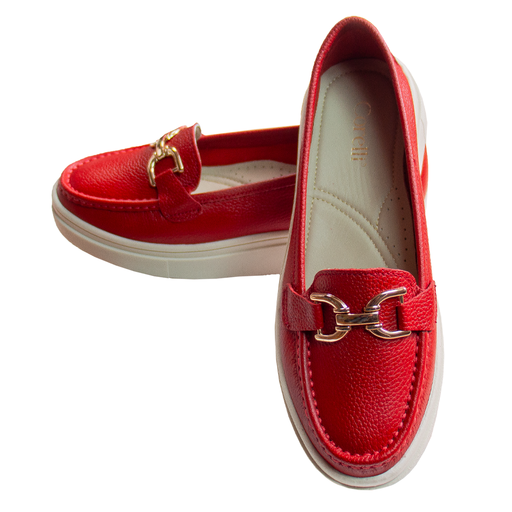 MOCASIN PLATAFORMA MUJER CORELLI GIANELLA CUERO ROJO - 2