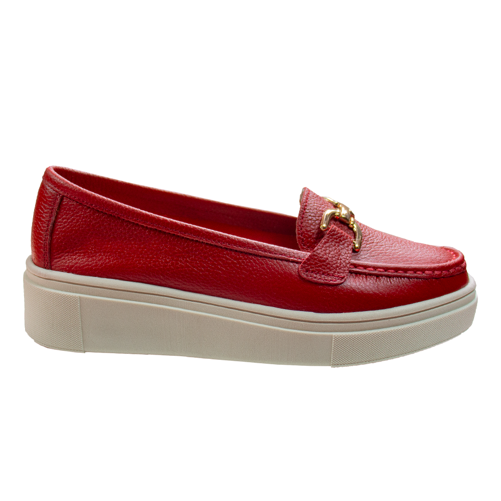 MOCASIN PLATAFORMA MUJER CORELLI GIANELLA CUERO ROJO - 4