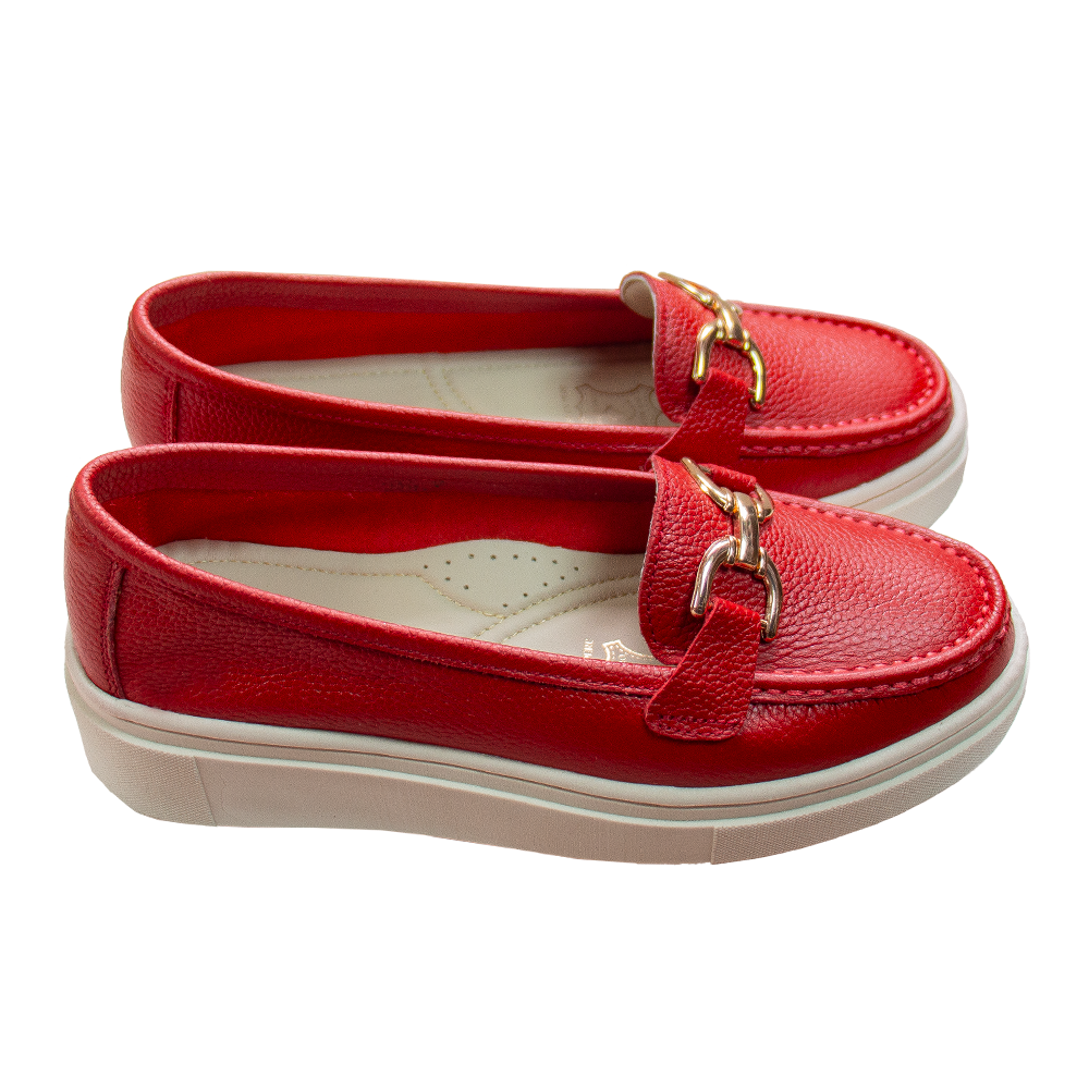 MOCASIN PLATAFORMA MUJER CORELLI GIANELLA CUERO ROJO - 5