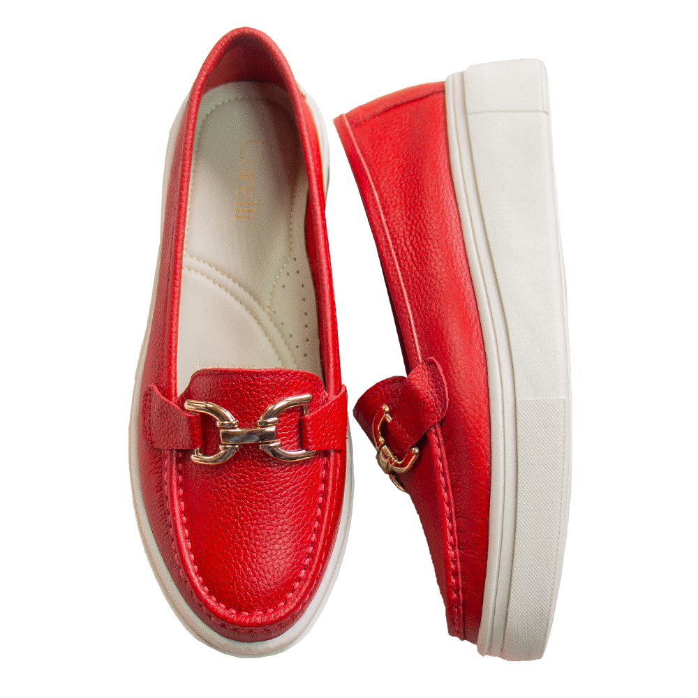 MOCASIN PLATAFORMA MUJER CORELLI GIANELLA CUERO ROJO - 7