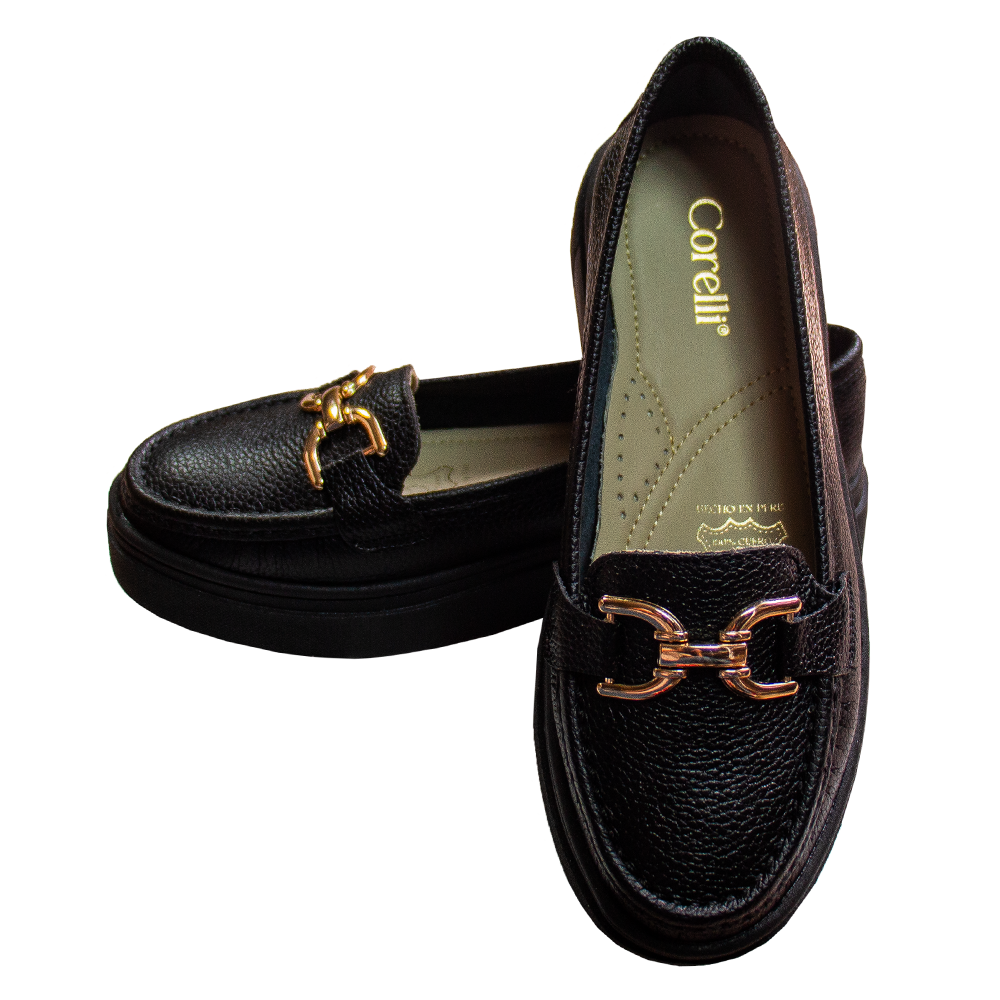 MOCASIN PLATAFORMA MUJER CORELLI GIANELLA CUERO NEGRO - 2