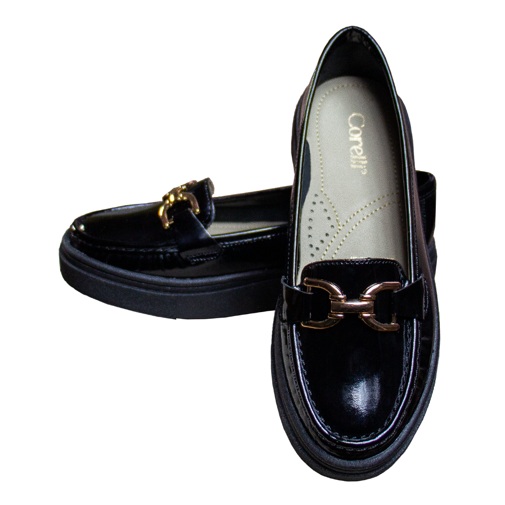 MOCASIN PLATAFORMA MUJER CORELLI GIANELLA CHAROL NEGRO - 2
