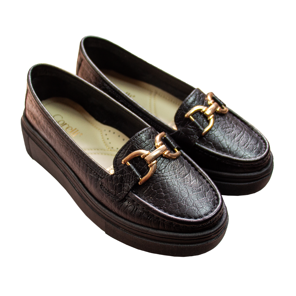 MOCASIN PLATAFORMA MUJER CORELLI GIANELLA TORTUGA NEGRO - 1