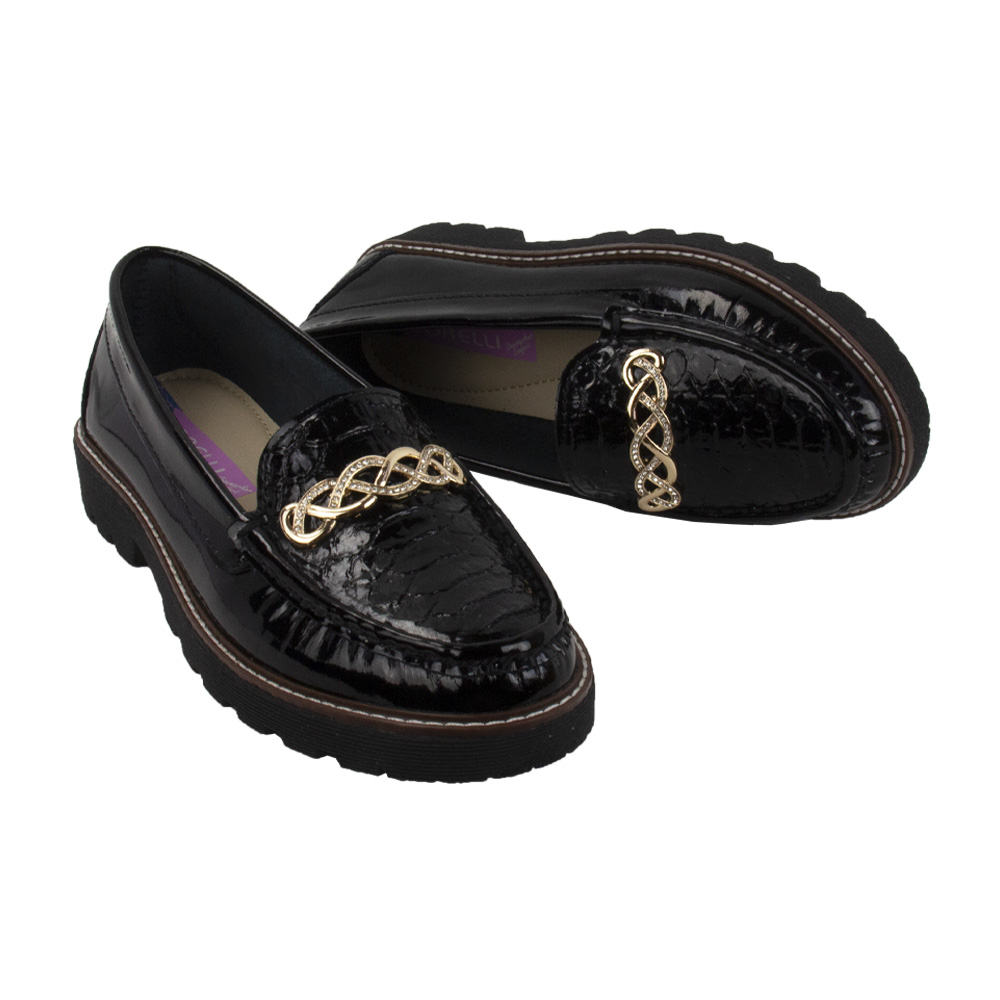 MOCASIN PLATAFORMA MUJER CORELLI CHIARA CHAROL NEGRO - 1