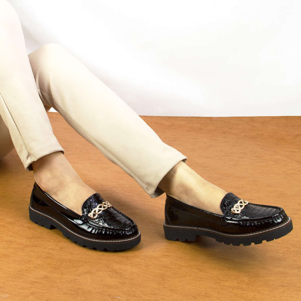 MOCASIN PLATAFORMA MUJER CORELLI CHIARA CHAROL NEGRO - 4