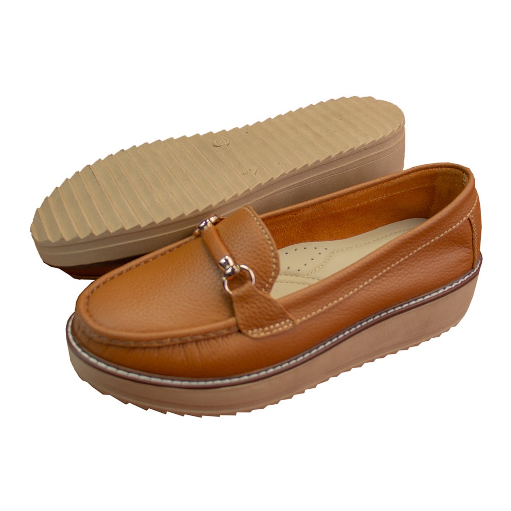 MOCASIN PLATAFORMA MUJER CORELLI DANIELA CUERO NATURAL - 4
