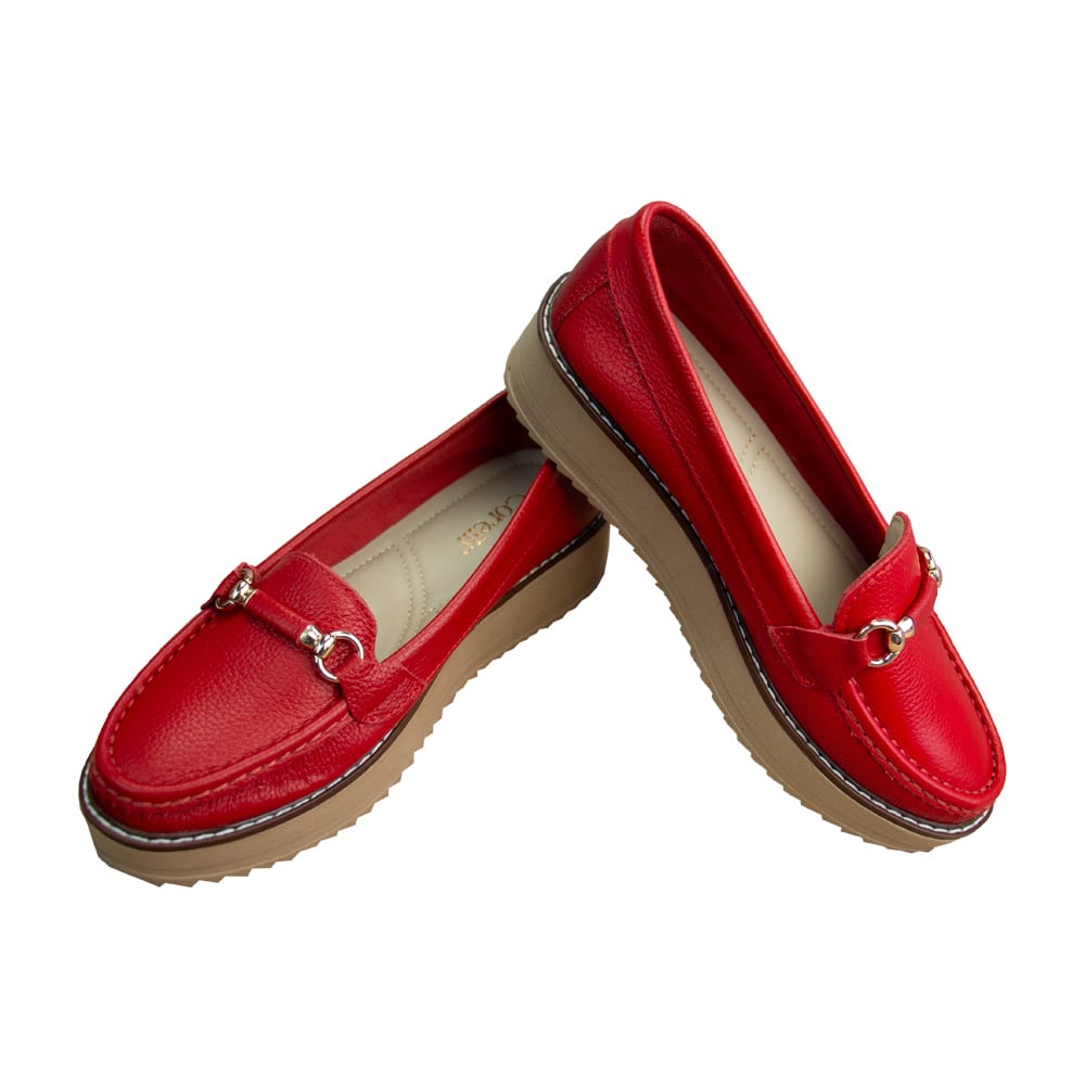 MOCASIN PLATAFORMA MUJER CORELLI DANIELA CUERO ROJO VIVO - 2