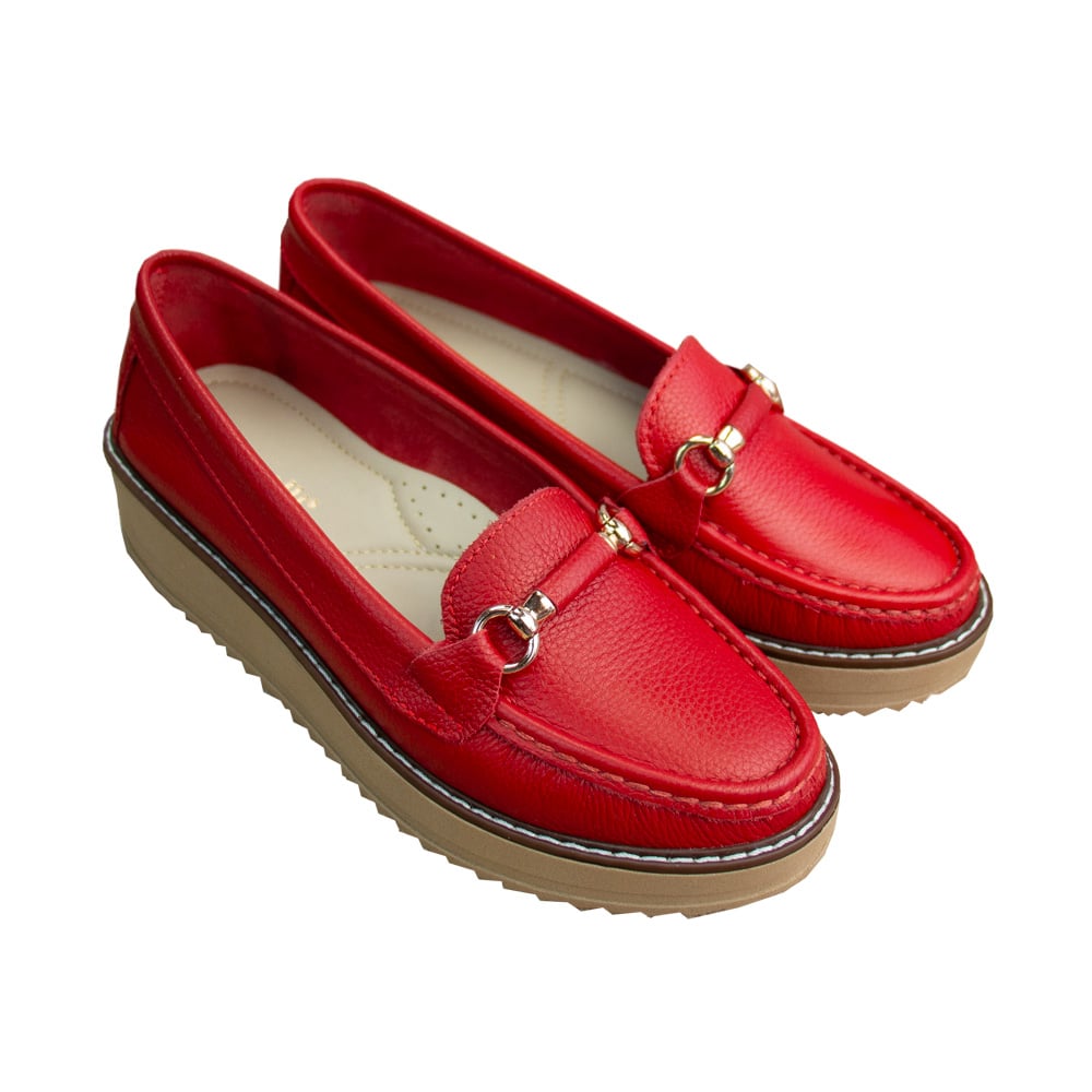 MOCASIN PLATAFORMA MUJER CORELLI DANIELA CUERO ROJO VIVO - 3