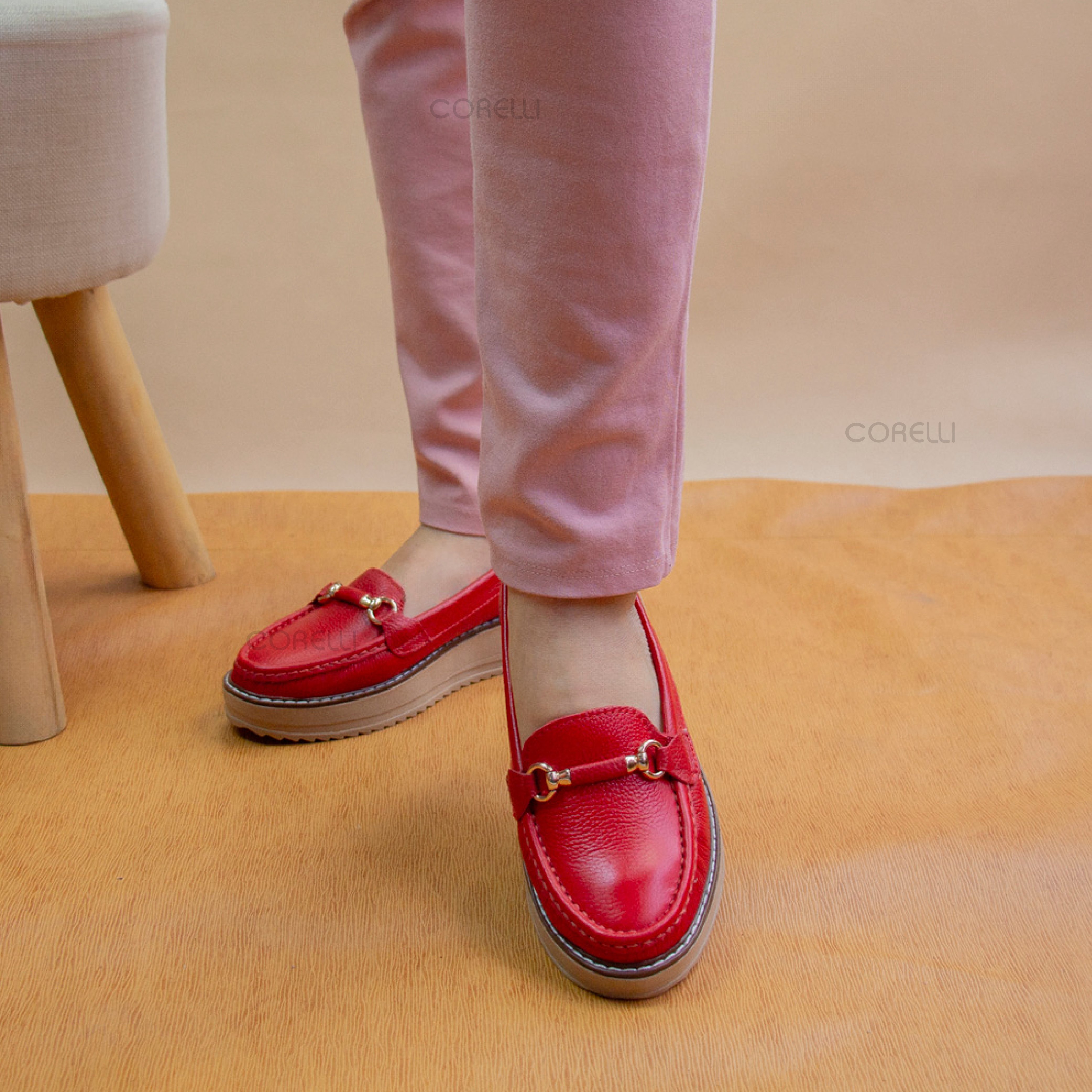 MOCASIN PLATAFORMA MUJER CORELLI DANIELA CUERO ROJO VIVO - 5