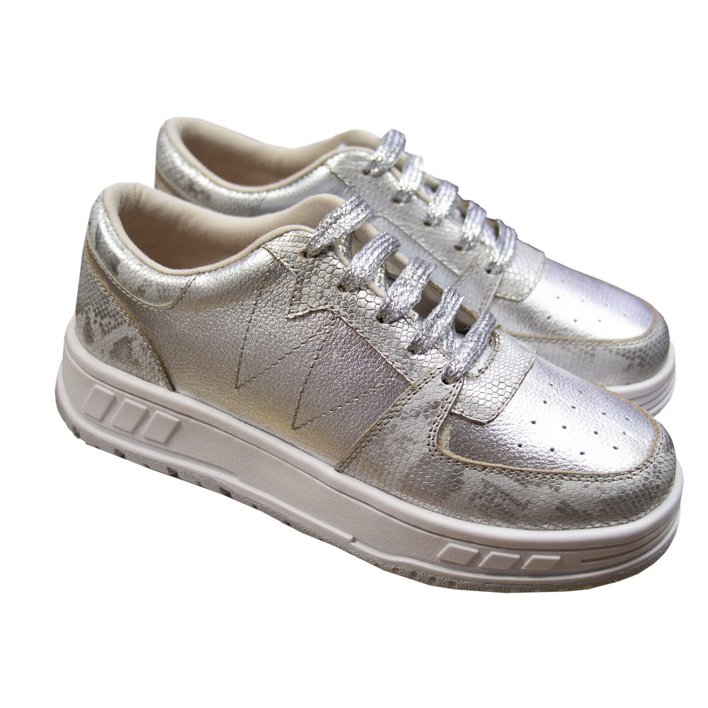 ZAPATILLA PLATAFORMA MUJER CORELLI LEONA CUERO PLATA - 1
