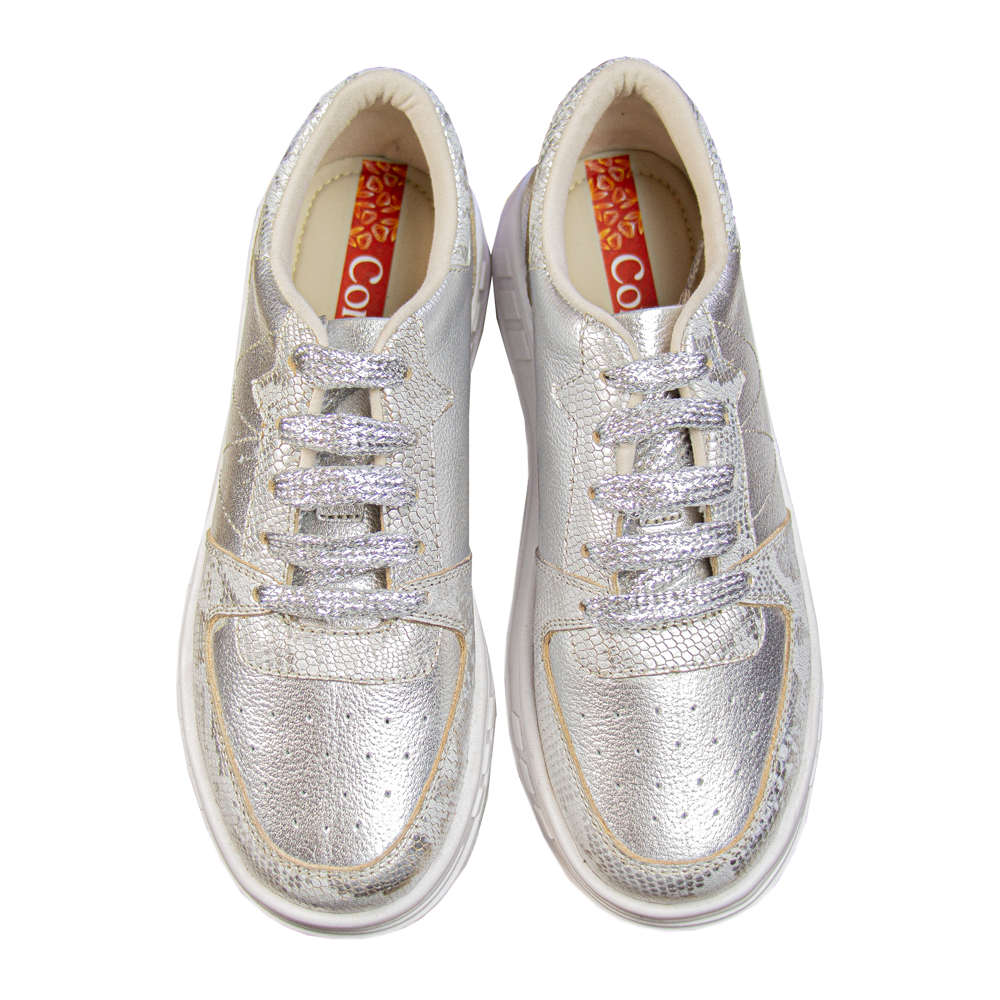 ZAPATILLA PLATAFORMA MUJER CORELLI LEONA CUERO PLATA - 3