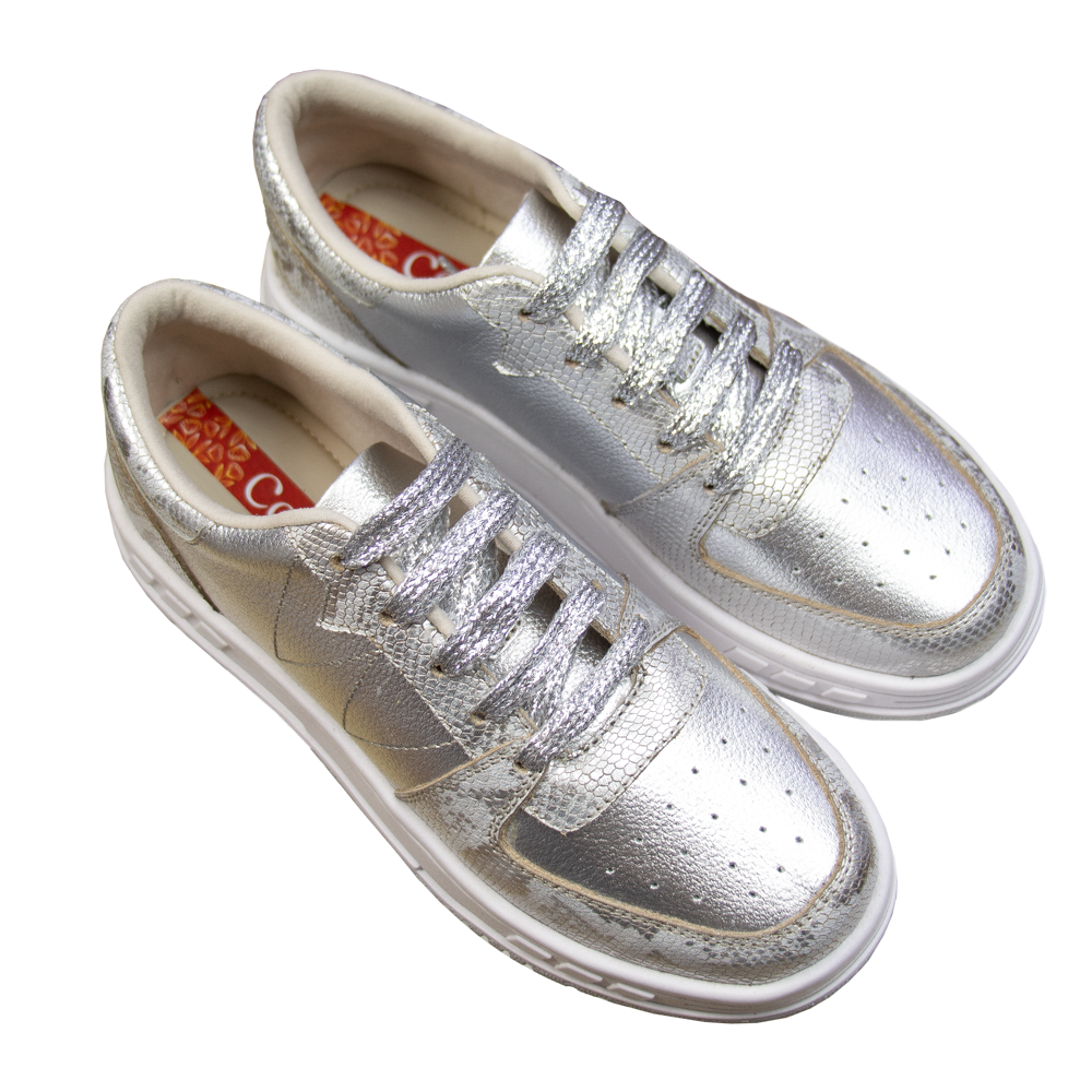 ZAPATILLA PLATAFORMA MUJER CORELLI LEONA CUERO PLATA - 4