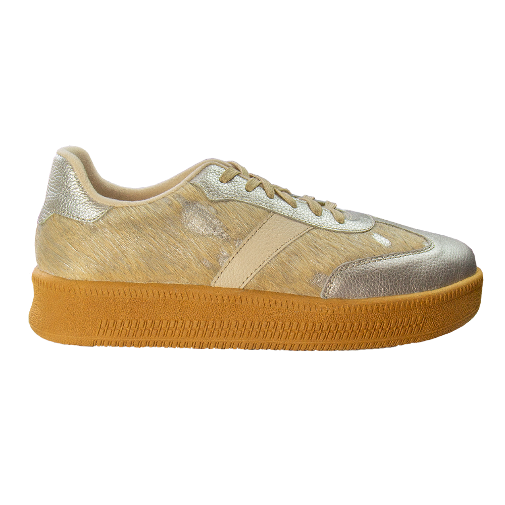 ZAPATILLA PLATAFORMA MUJER CORELLI SAHARA CUERO PELOS PLATA - 3