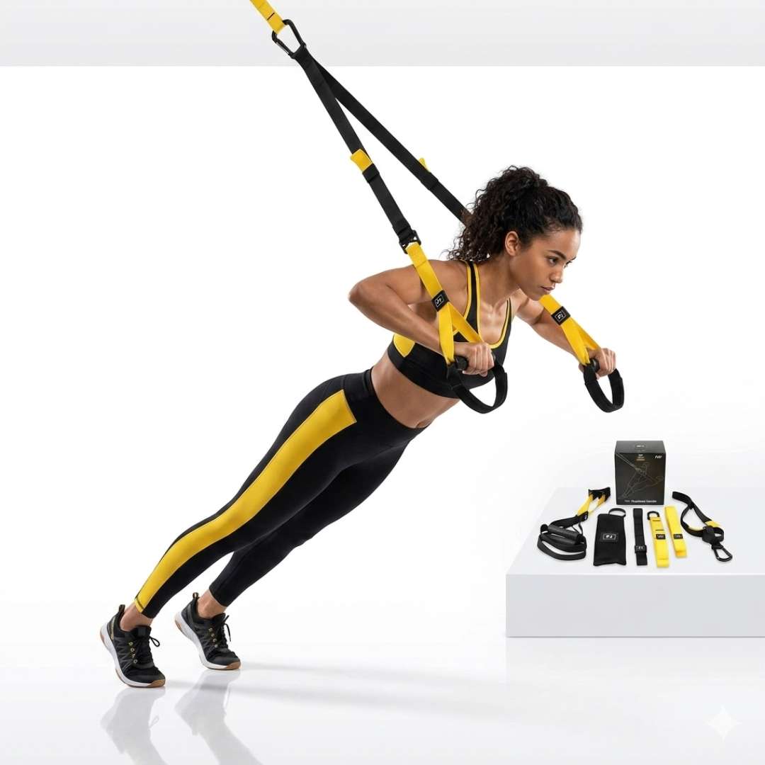BANDAS DE ENTRENAMIENTO TRX SUSPENSION PROFESIONAL AMARILLO FITNESS ENTRENAMIENTO FUNCIONAL GYM EN CASA RESISTENTES UNISEX - 2