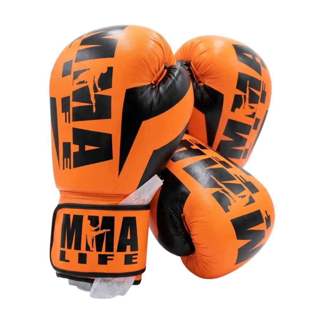 GUANTES DE BOXEO MMA LIFE NARANJA 12OZ UNISEX CALIDAD PROFESIONAL RESISTENTES ENTRENAMIENTO COMBATE PROTECCION IMPACTO - 2