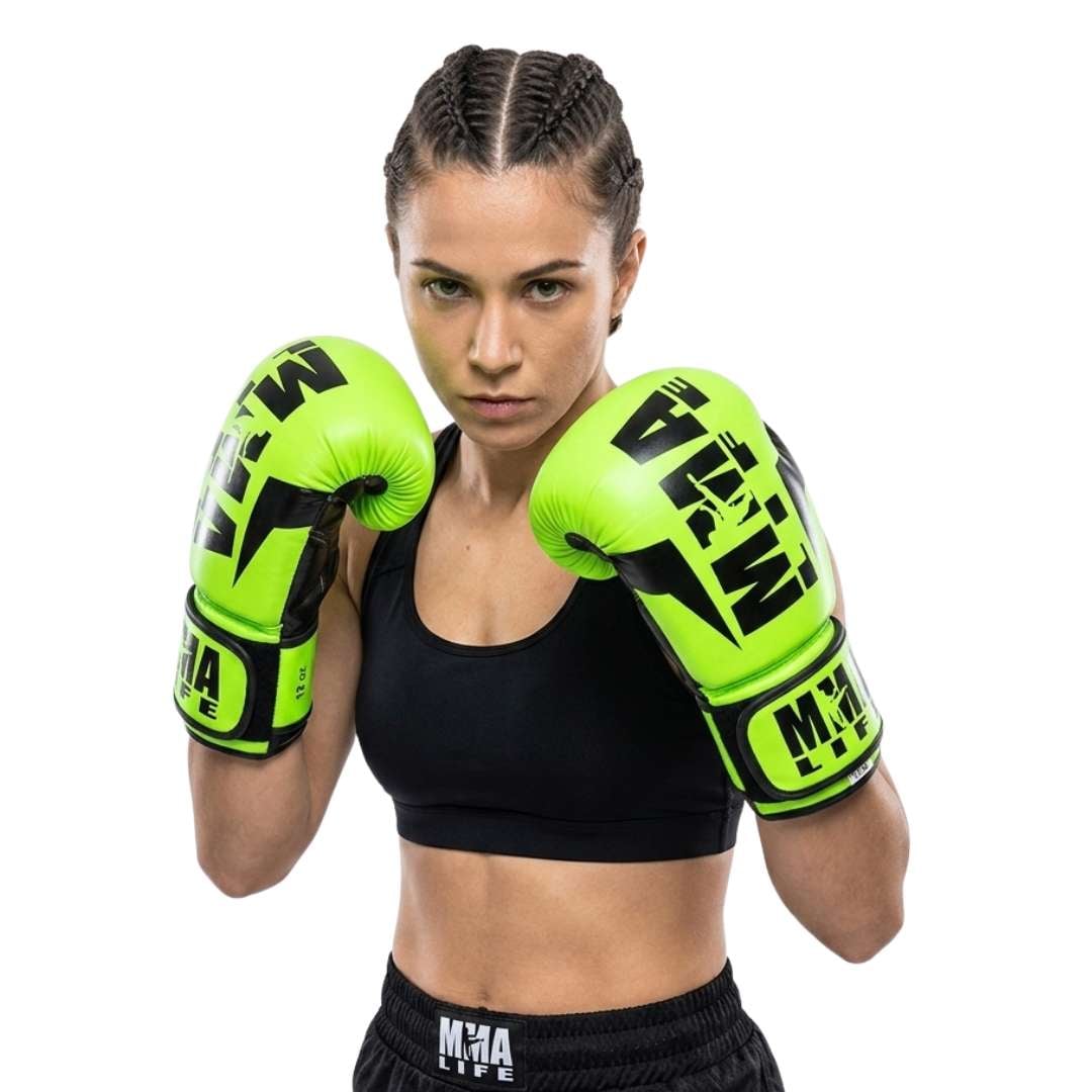 GUANTES DE BOXEO MMA LIFE VERDE 12OZ UNISEX CALIDAD PROFESIONAL RESISTENTES ENTRENAMIENTO COMBATE PROTECCION IMPACTO - 1