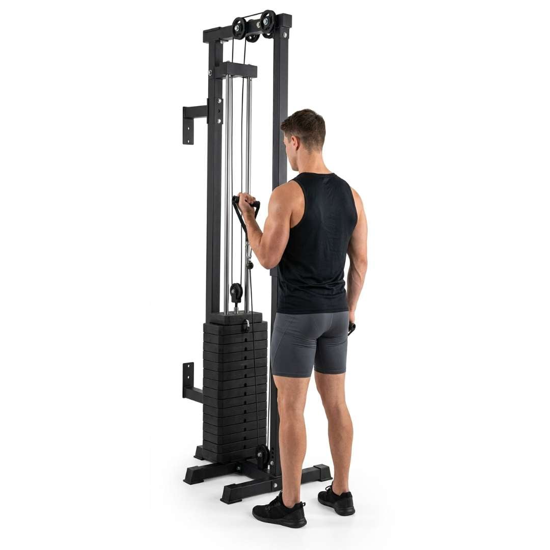 MAQUINA DE POLEA ALTA Y BAJA CON PESO INTEGRADO EQUIPO FITNESS PROFESIONAL MULTIFUNCIONAL ENTRENAMIENTO ESPALDA Y BRAZOS NEGRO - 1