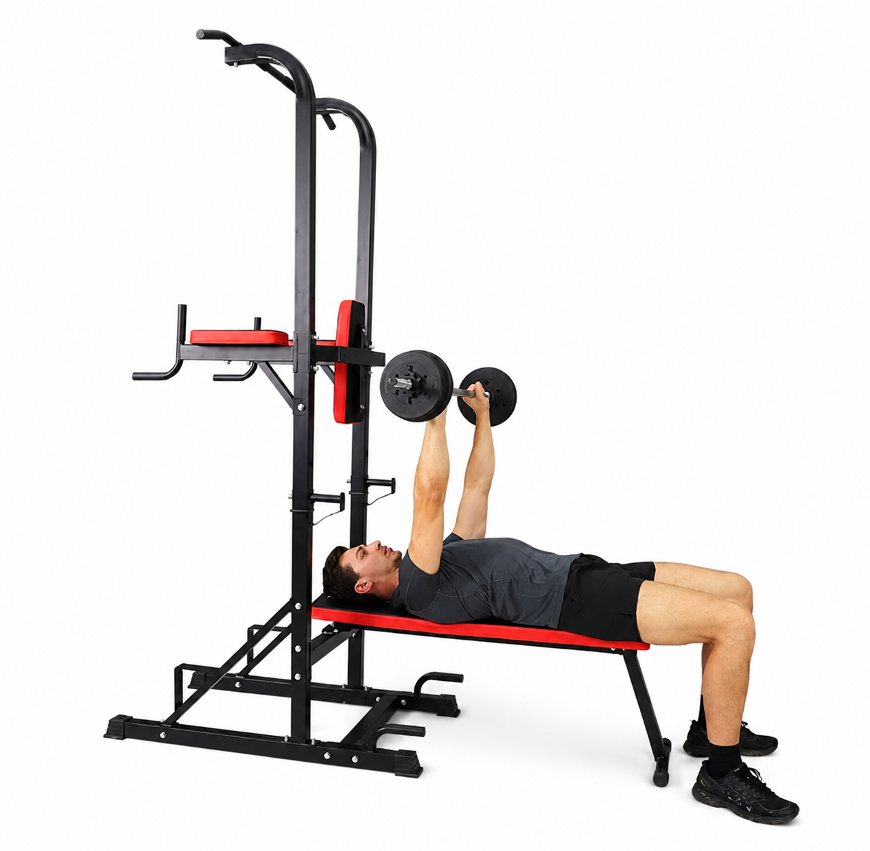 ESTACIÓN DE DOMINADAS PARA ENTRENAMIENTO CALISTENIA Y MUSCULACIÓN ESTRUCTURA DE ACERO REFORZADO COLOR NEGRO PROFESIONAL - 1