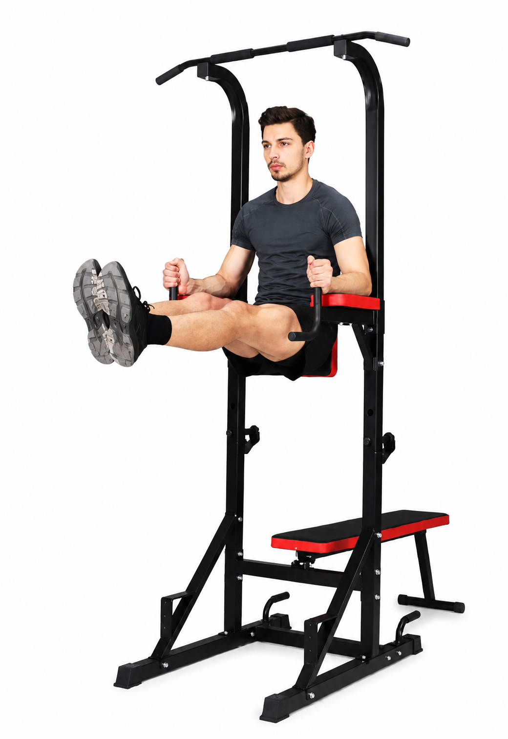 ESTACIÓN DE DOMINADAS PARA ENTRENAMIENTO CALISTENIA Y MUSCULACIÓN ESTRUCTURA DE ACERO REFORZADO COLOR NEGRO PROFESIONAL - 2